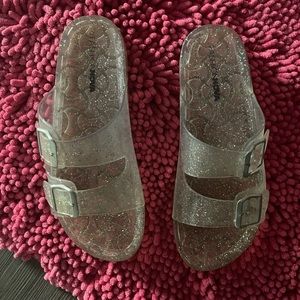 Fashion Nova Glitter Jelly Slides Sandals